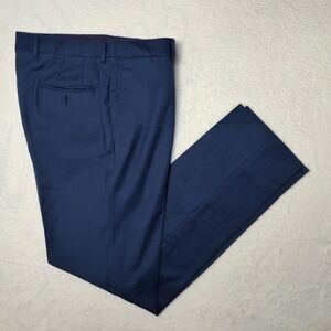 Ted Baker Dress Pants Mens 35x33 Blue 100% Wool Jay Flat Front Slim Slacks Suit